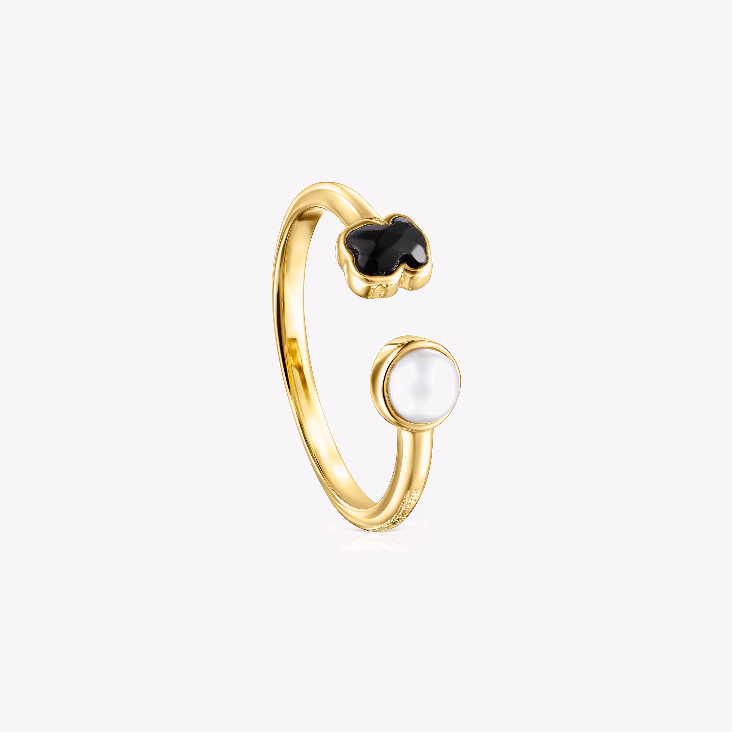 Anillo de plata vermeil con ónix y perla Glory