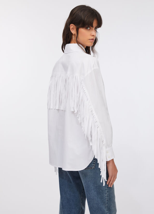 Camicia in popeline con frange