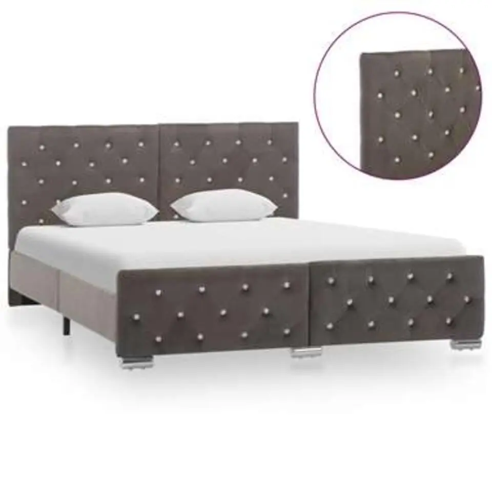 vidaXL - Bed frame met hoofdbord - Grijs - Fluweel - 140x200 cm