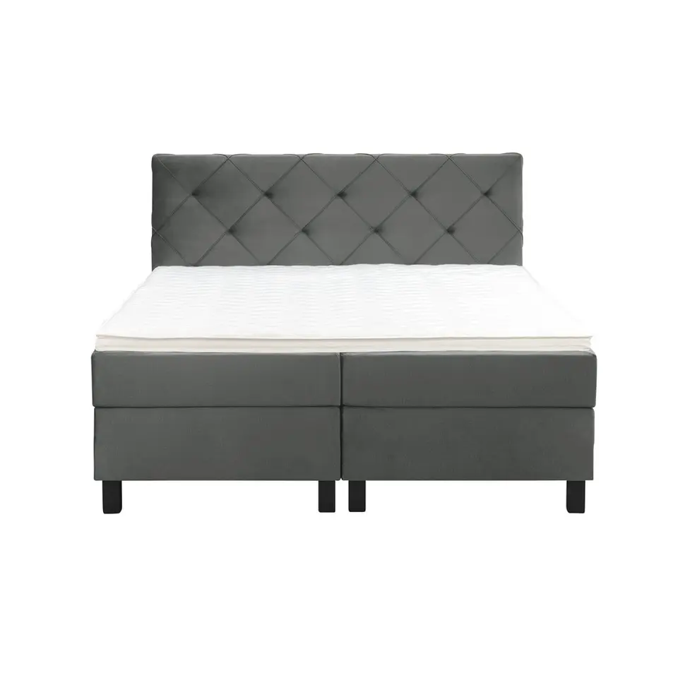 Boxspring Liv geruit - grijs - 180x200 cm - vierkante poot