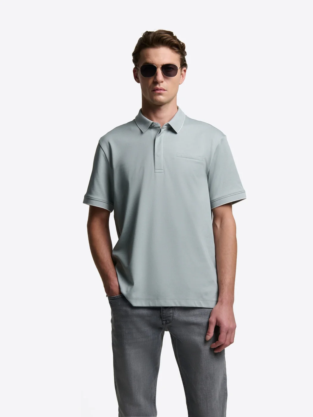 Polo col boutonné maille chinée