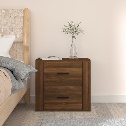 NNEVL Wall-mounted Bedside Cabinet Brown Oak 50x36x47 cm