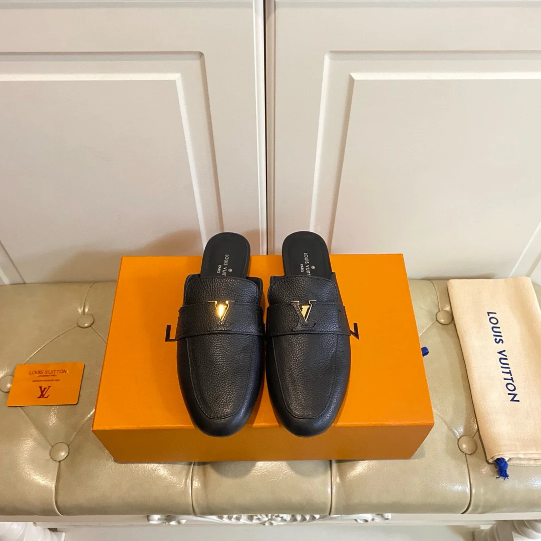 Louis Vuitton LV Leather Half-Pack Slingback Slide Sandals