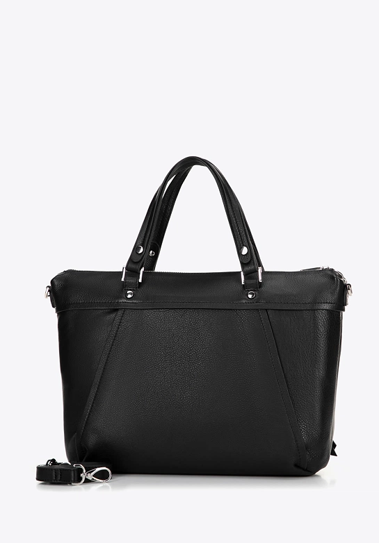 Damska torba na laptopa 15" ze skóry z chwostem czarna