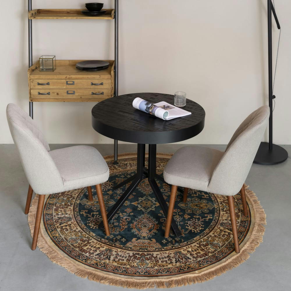 RAZ V - Tapis persan à franges beige D160 cm