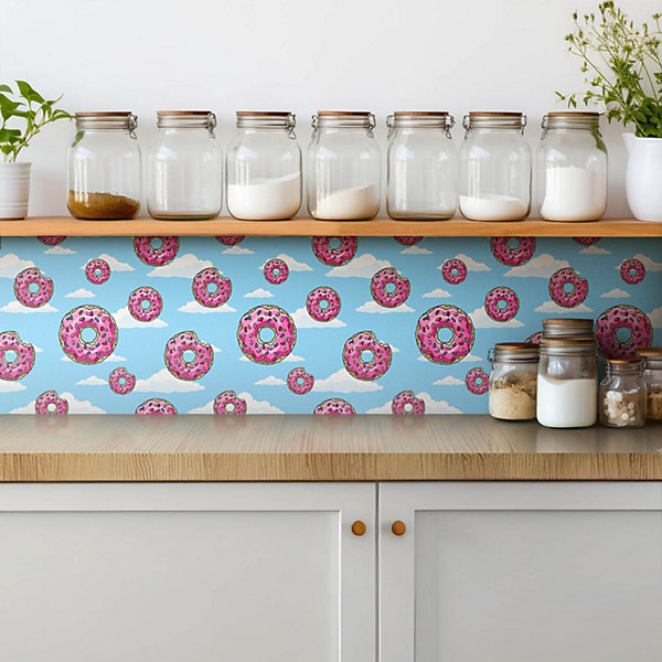 Carreaux vinyle Tulup 30x30 cm Des beignets roses dans les nuages 9 pcs
