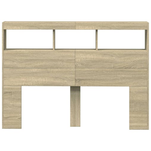 NNEVL Headboard Cabinet with LED Sonoma Oak 140x17x102 cm