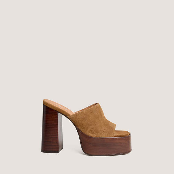 Mules à talons et bouts ouvertsen cro?te tabac | BEATRICE
