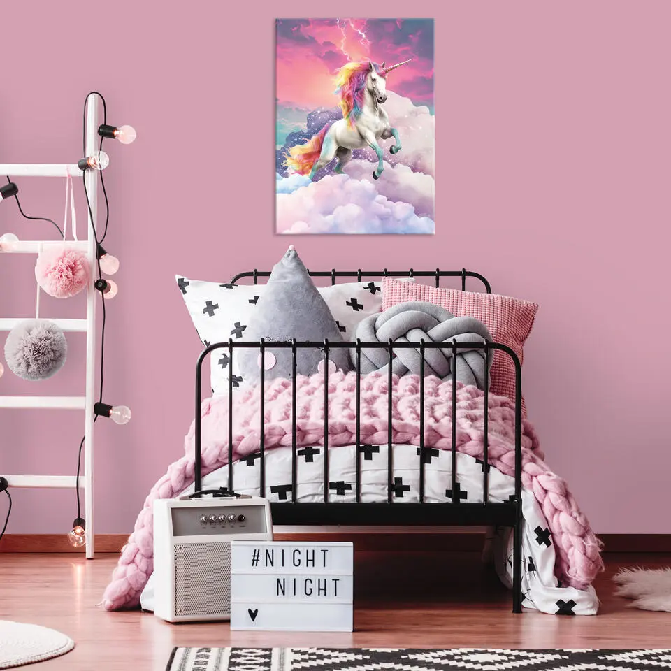 Art for the Home Canvas - Magische Eenhoorn Regenboog 70x50cm