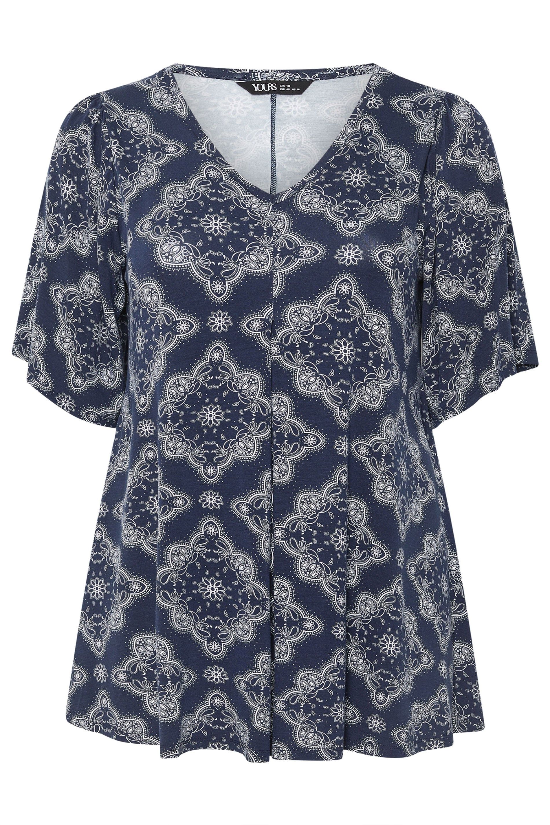 Yours Paisley Pleat Front Angel Sleeve Top