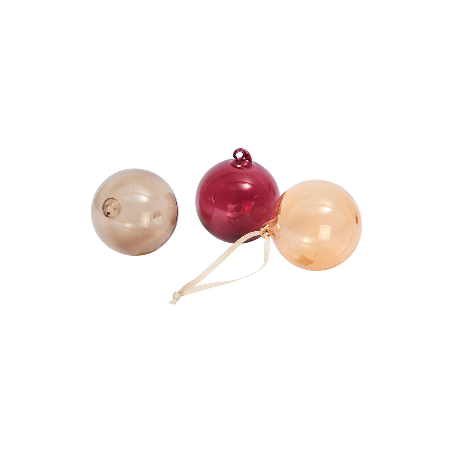 Glass Baubles M 3 stk., roseate translucent