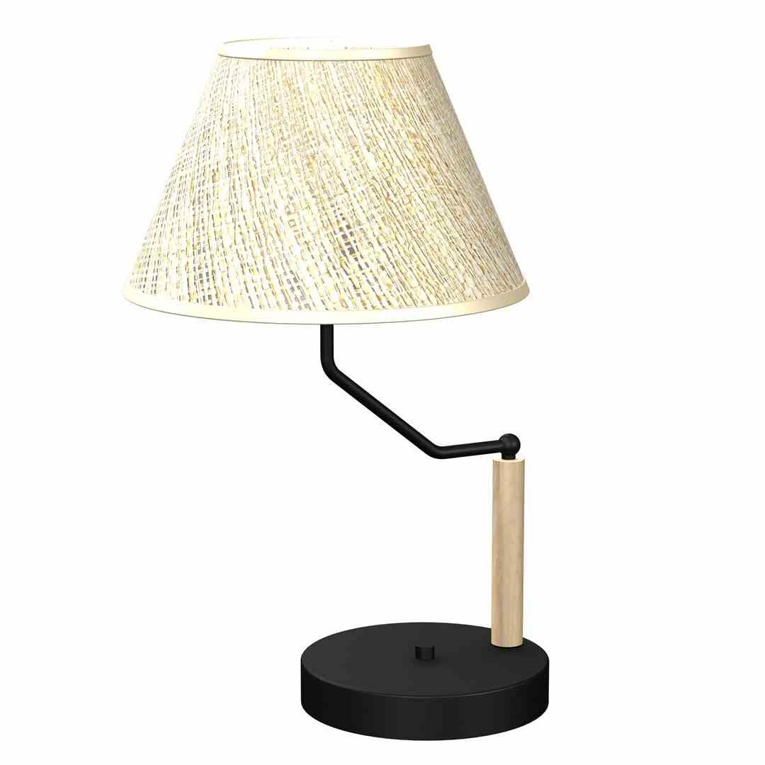 Lampa stołowaczarno-beżowa-jasne drewno ETNA 1xE27x40W wys:50cm Milagro