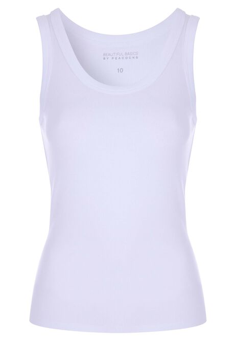 Womens White Plain Basic Stretch Vest Top