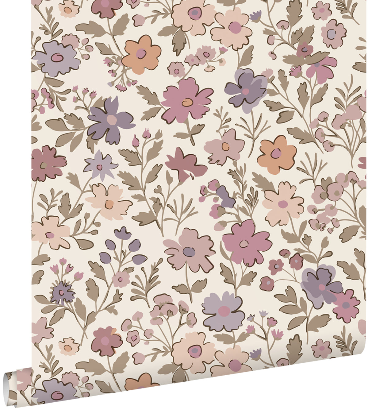 ESTAhome behang bloemetjes paars, roze en wit - 53 cm x 10.05 m - 131323