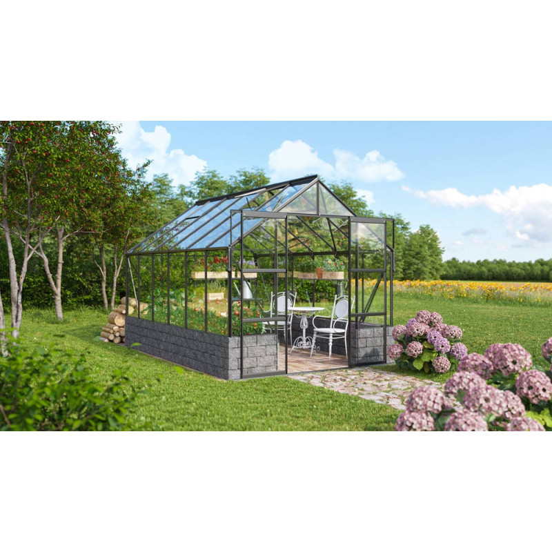 Serre en verre Cassandra noire 9,9 m² VITAVIA
