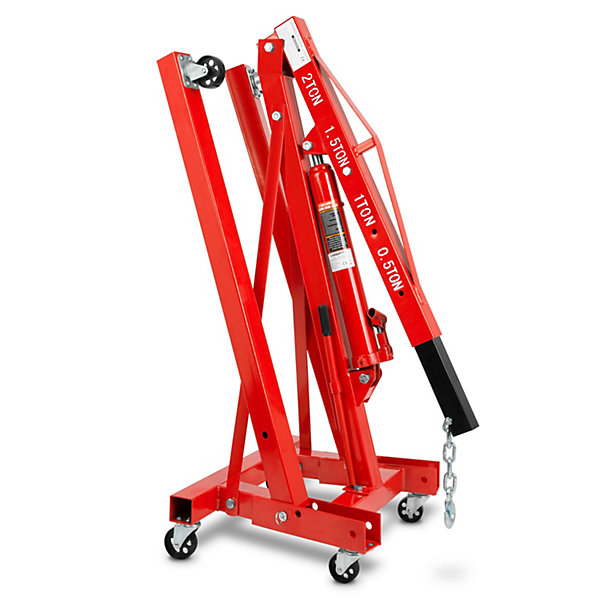 EBERTH Grue d'atelier Chèvre de Levage d'une Puissance Maximale de 2000kg, 4 Positions 1050 - 1590mm, Pliable, 6 Roues Pivotantes