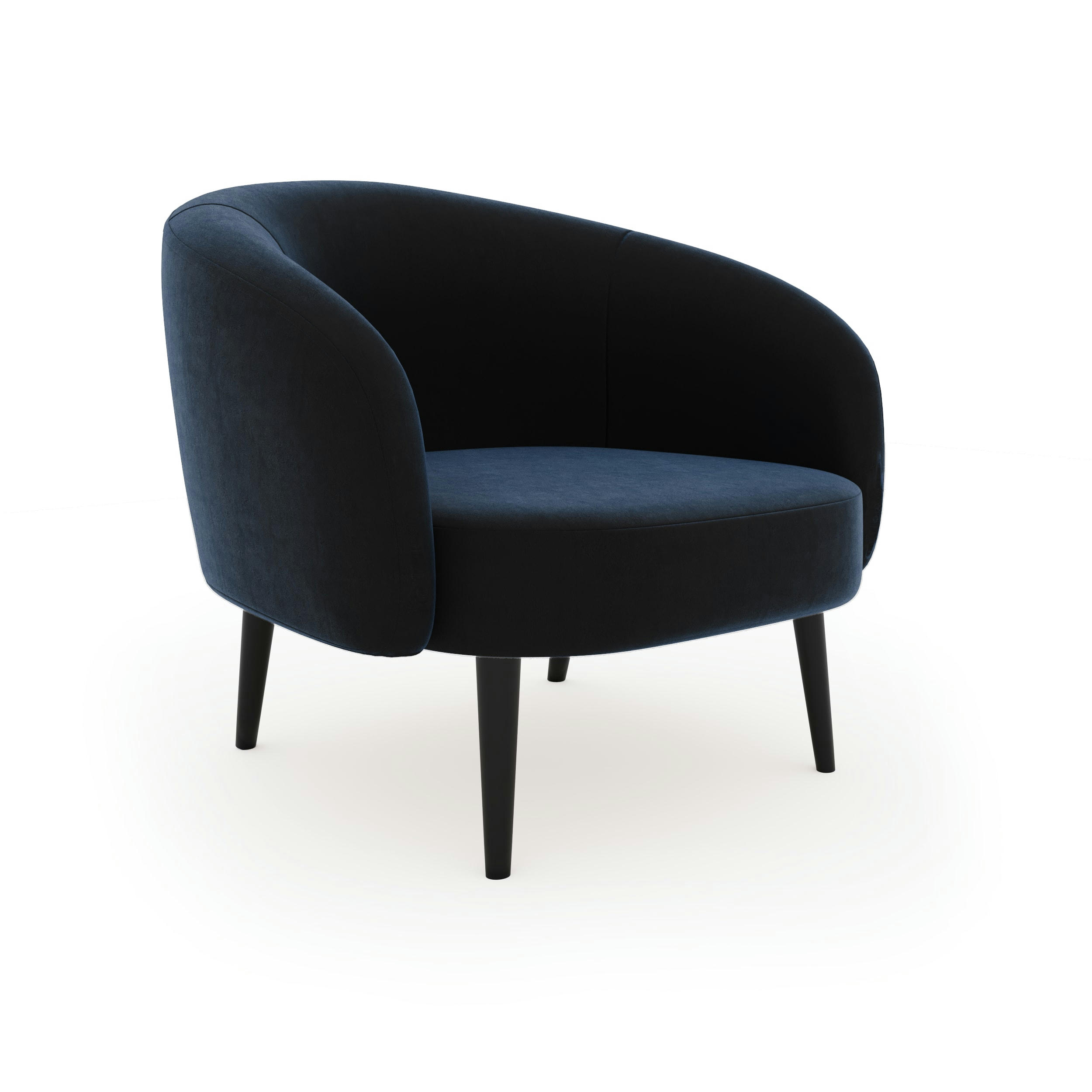 LUNA MARIE - Fauteuil tissu velours bleu nuit