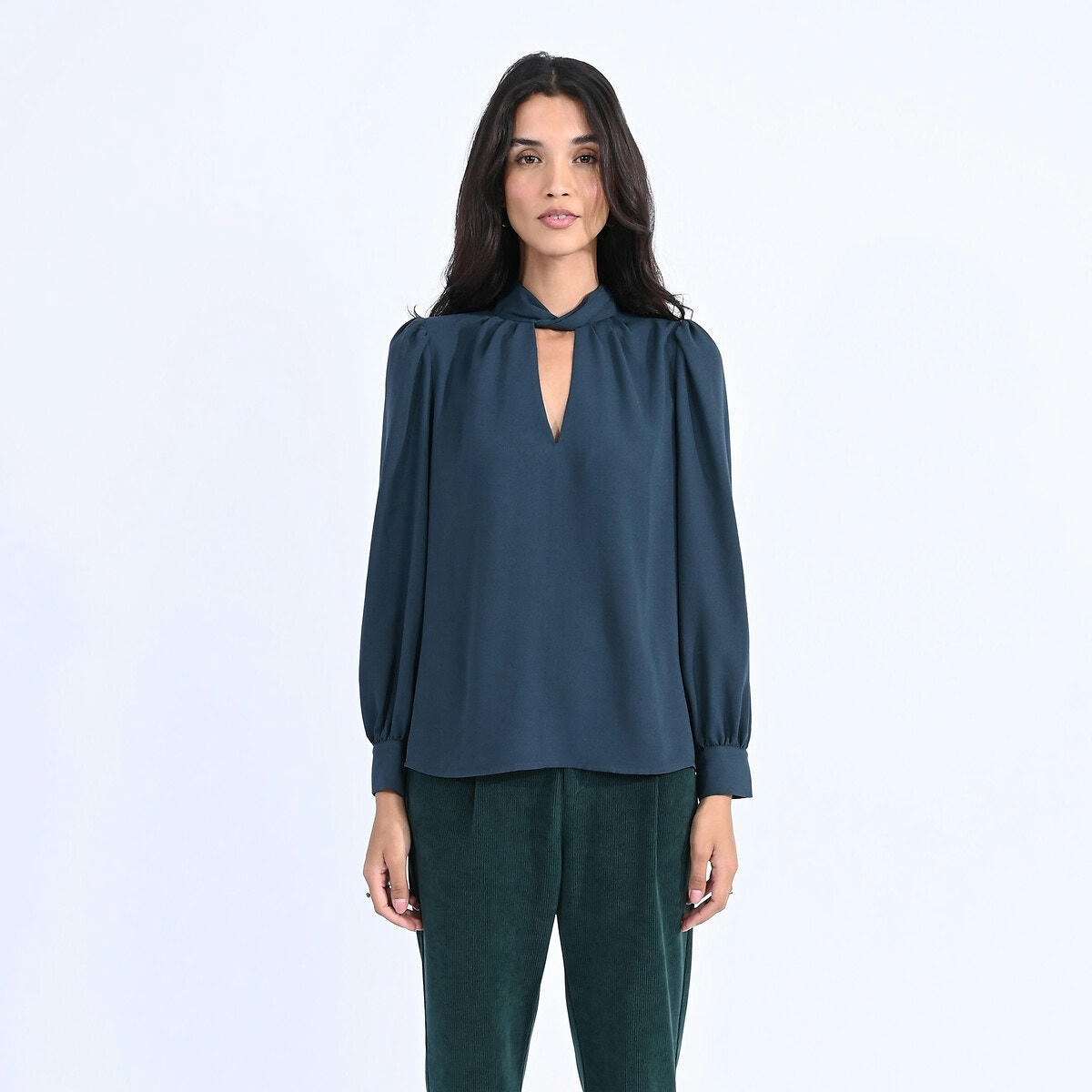 Blouse col lavallière à nouer devant ou dos