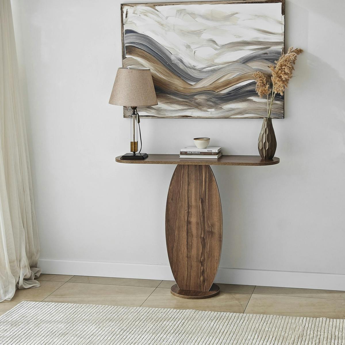 Console d'entrée design organique effet bois foncé MARFA