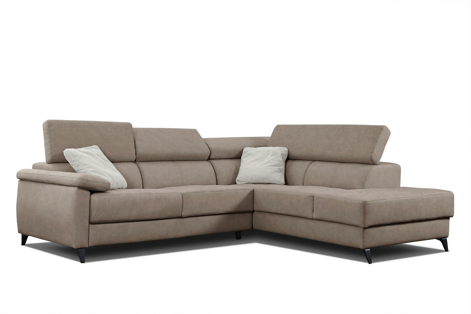 TAUNUS - Canapé d'angle droit 5 places beige foncé