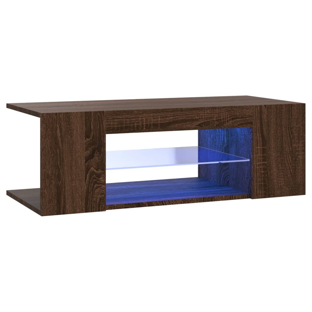 Szafka Pod Telewizor Stolik Półka Szafka RTV Brązowa LED 90x39x30 cm
