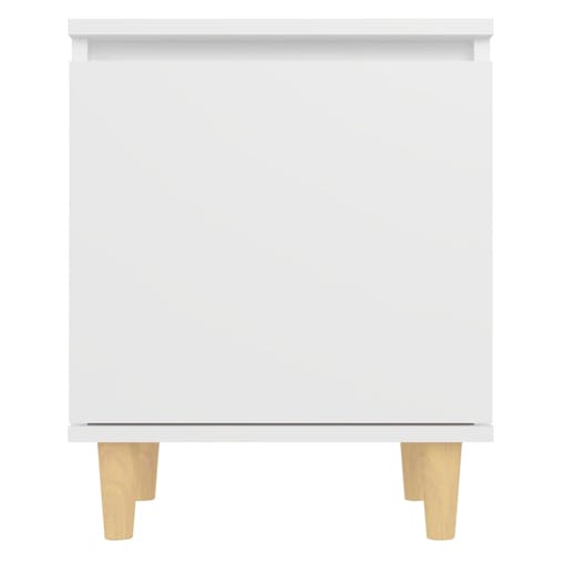 NNEVL Bed Cabinet with Solid Wood Legs White 40x30x50 cm
