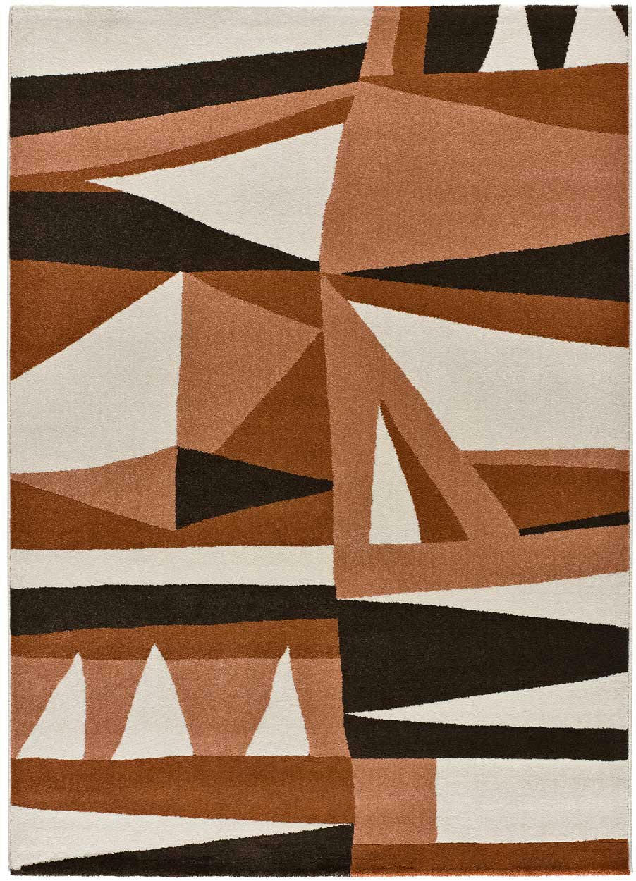 ASHLEY - Tapis géométrique dans les tons terracotta, 135x190 cm