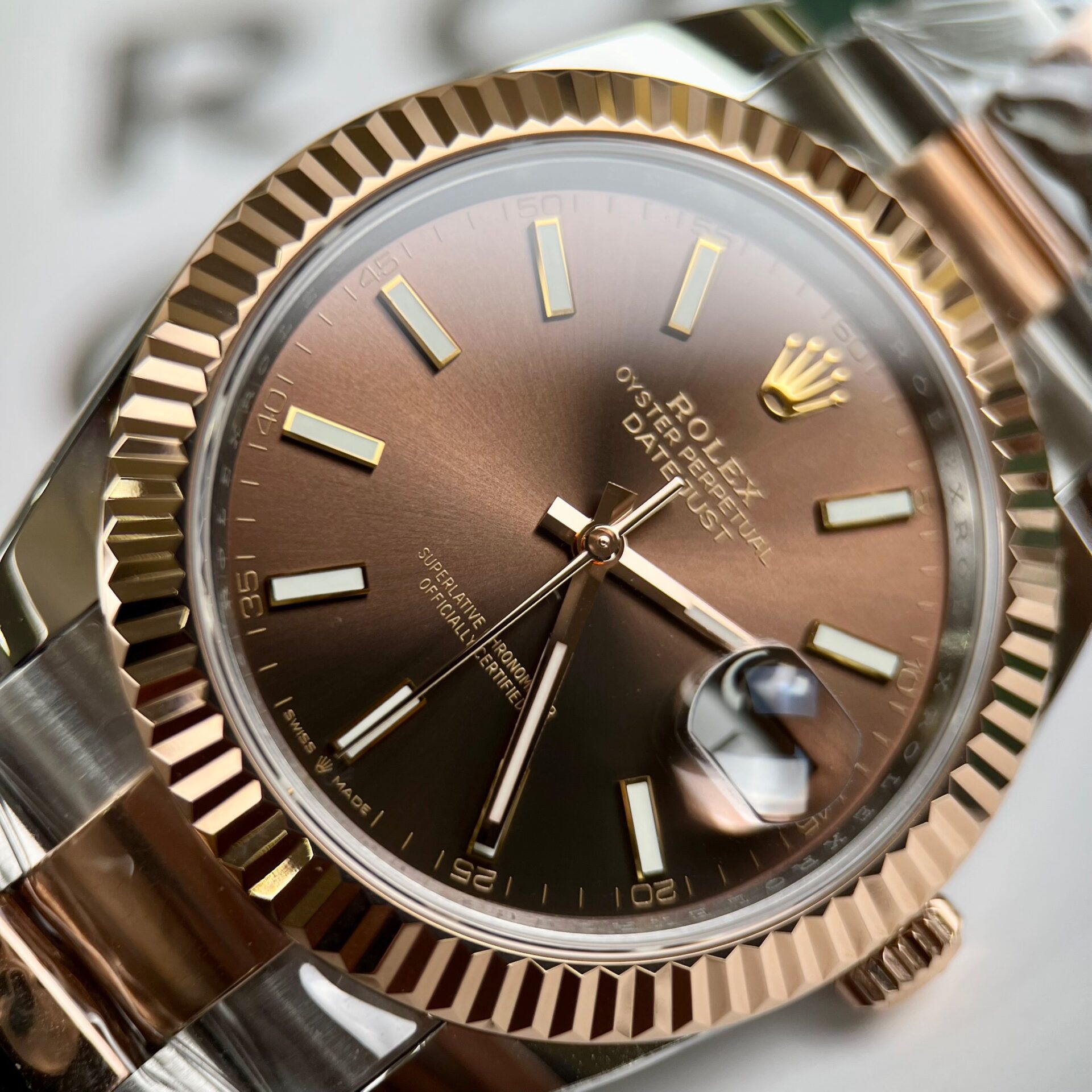 Rolex Datejust 126331 SS/RG Plated Chocolate Dial 41mm Oyster Super Clone