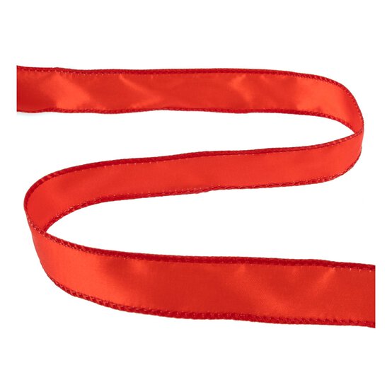 Red Wire Edge Satin Ribbon 25mm x 3m
