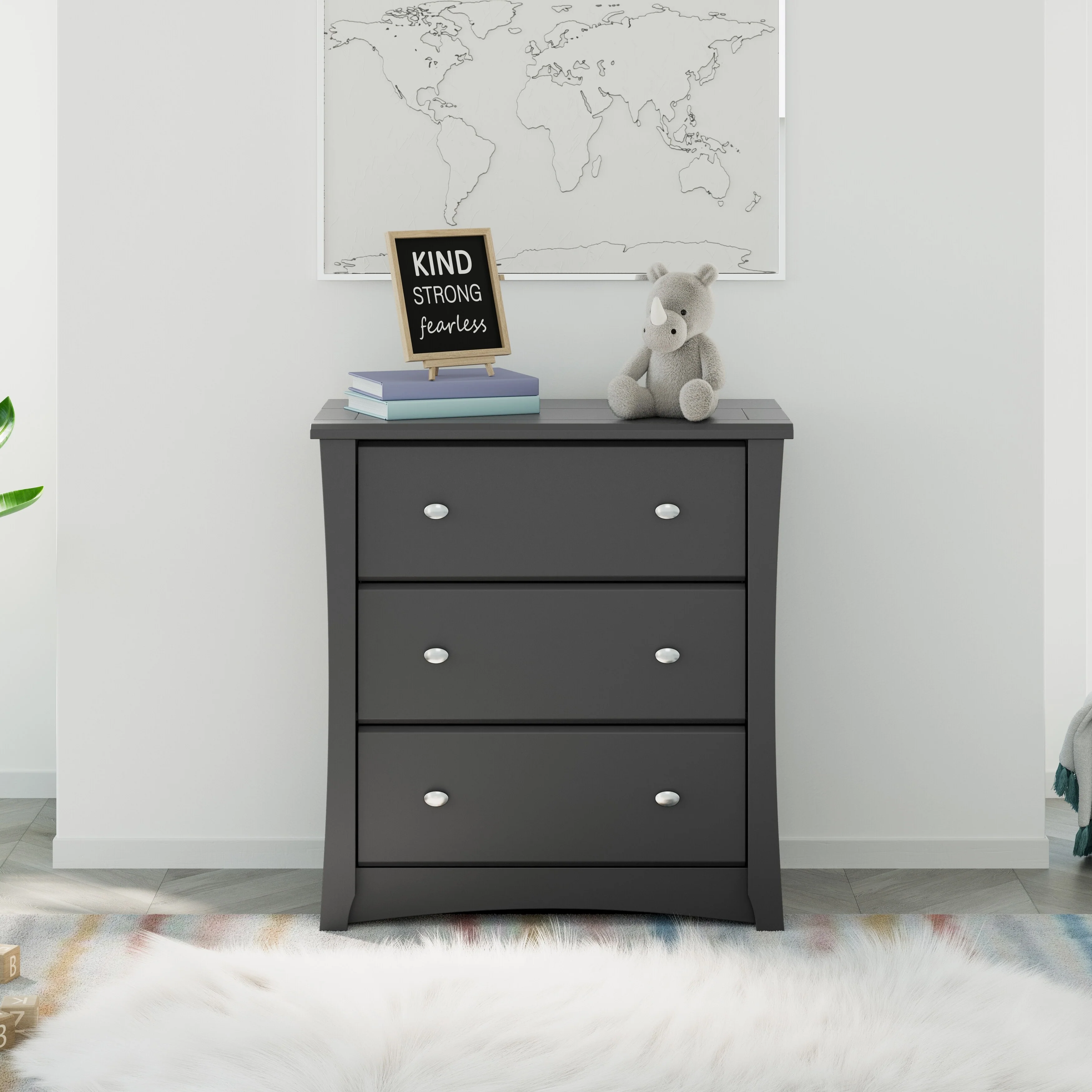 Storkcraft Crescent 3 Drawer Chest - Durable, Stylish, and Elegant Storage Solution with 3 Spacious Drawers
