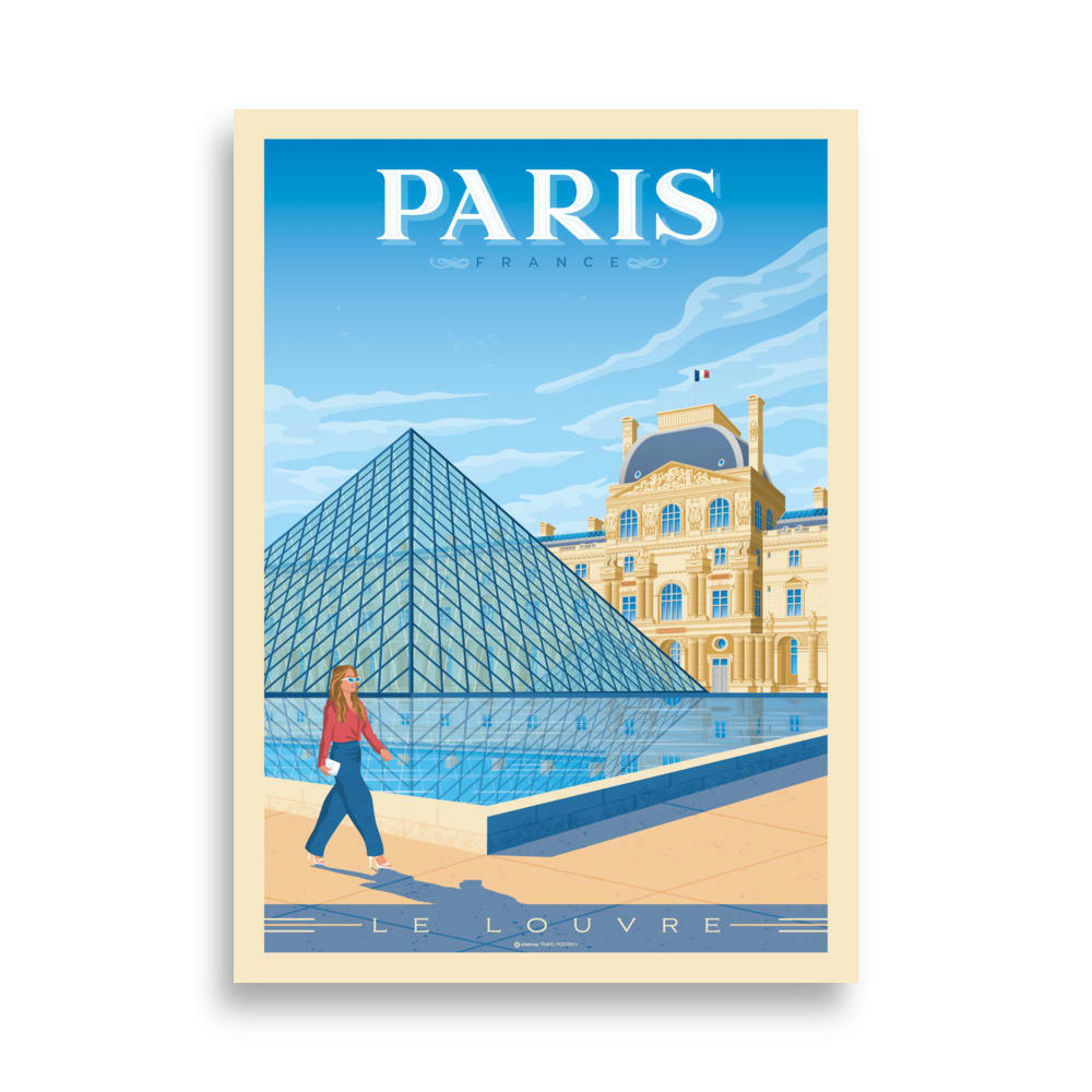 - Affiche Paris France - Pyramide Musée du Louvre 21x29,7 cm