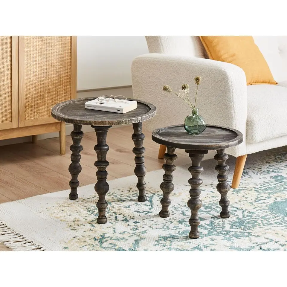 MARNOO - Bijzettafel - Donkerbruin - Mangohout