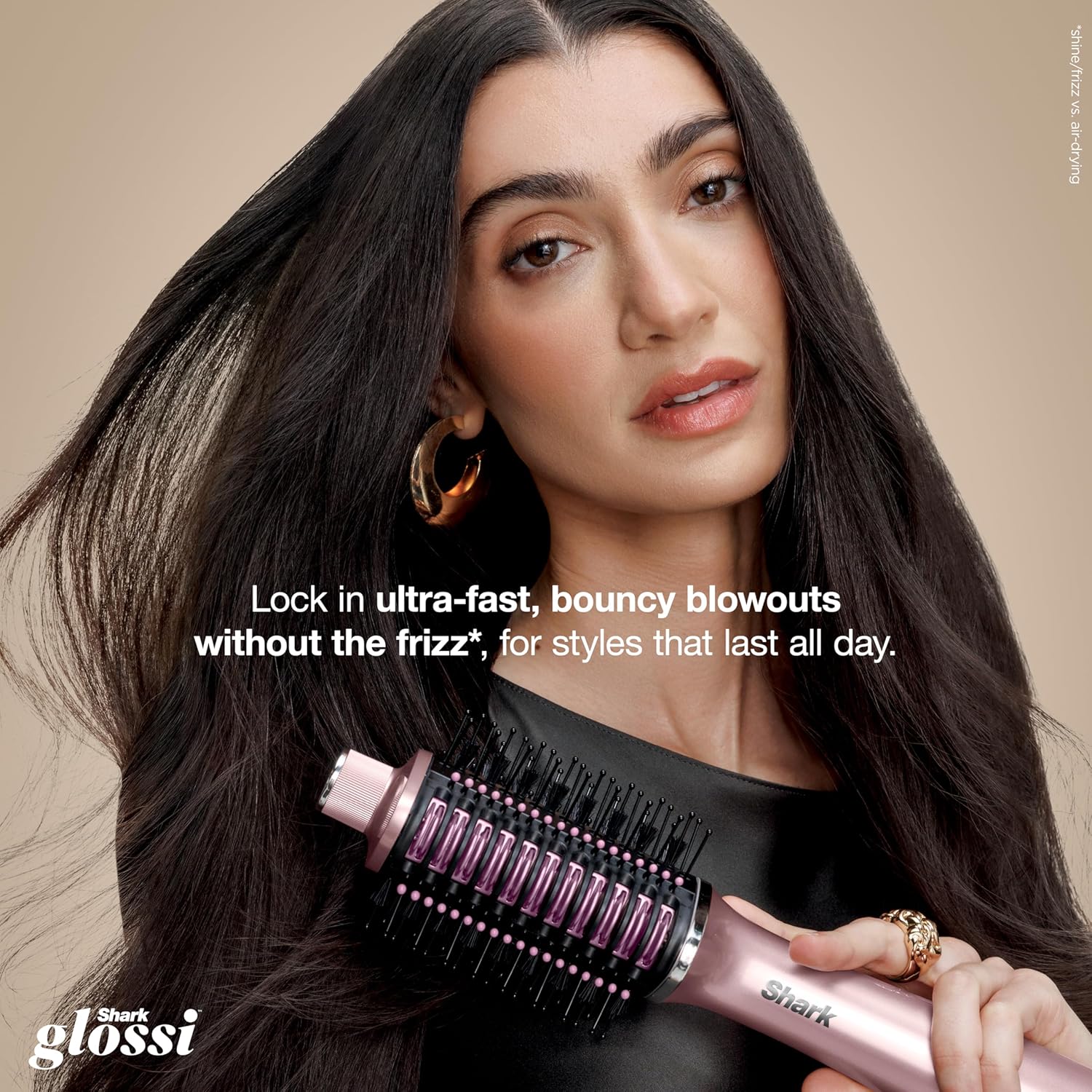 Shark Glossi 2-in-1 Hot Tool and Air Glosser | Ultra-Fast, Ultra-Glossy Blowouts at-Home | Heat-Controlled Ceramic, Curly, Coily, and Color Friendly | Lychee | HT302PK