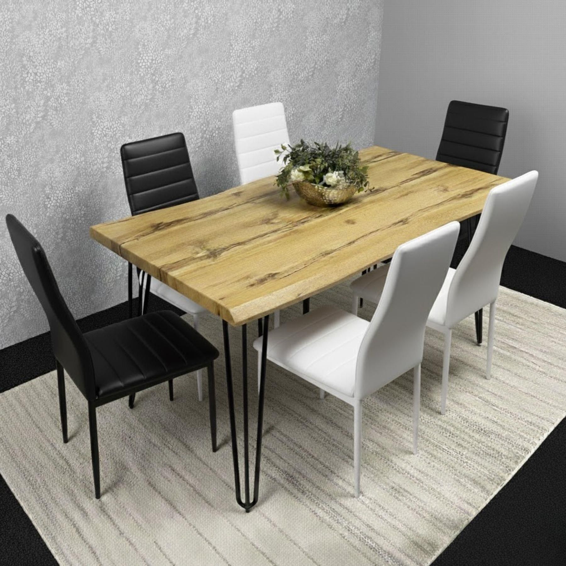 KOSY KOALA Modern Table and 6 Mix Chairs Faux Leather Dining Room Furniture