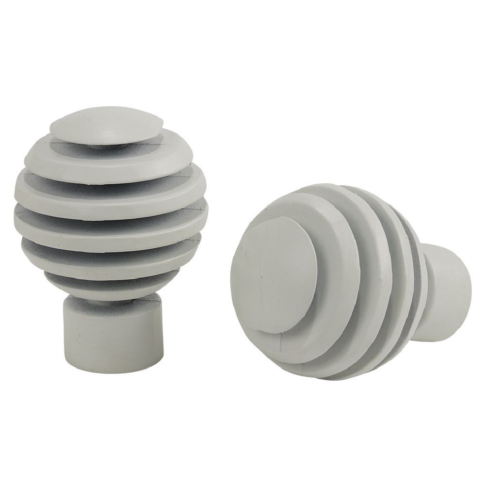 Embout tringle à rideau Ø20mm métal forme cercle blanc mat x2