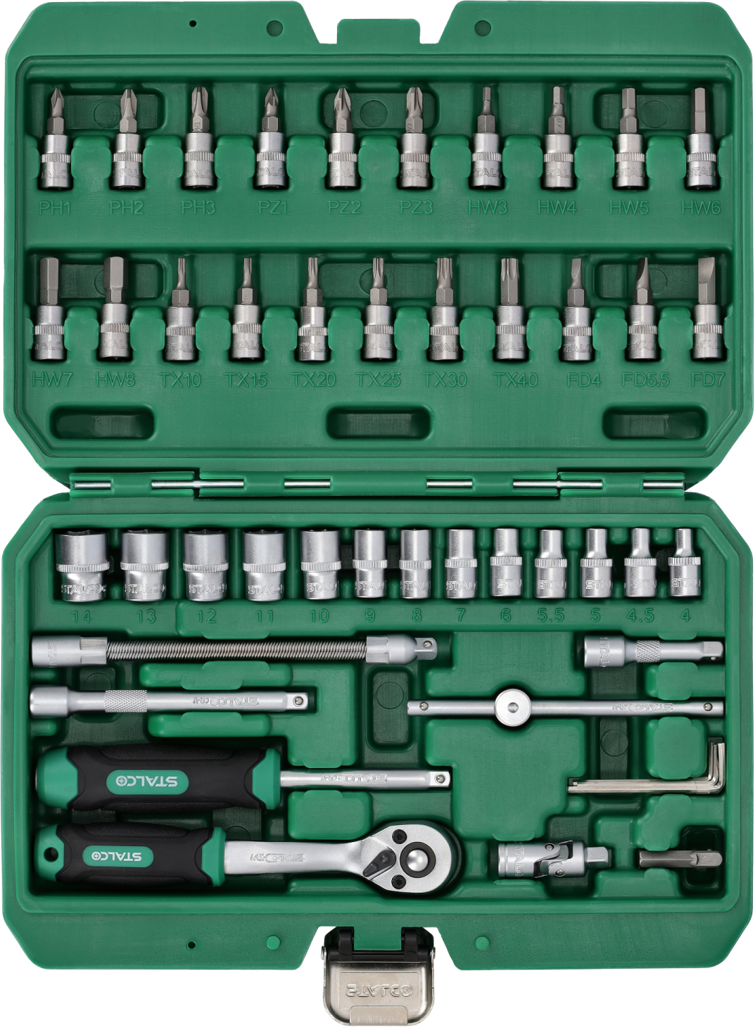 Zestaw kluczy nasadowych 48 elementów S-54015 STALCO