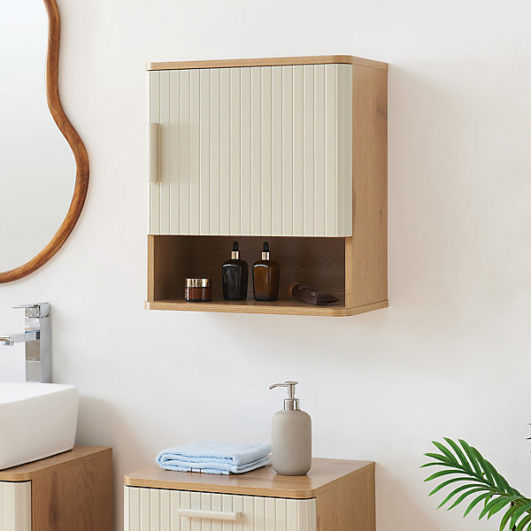 Armoire suspendue de salle de bains Ferrersp 50 x 45 x 24 cm effet chêne / sable en.casa