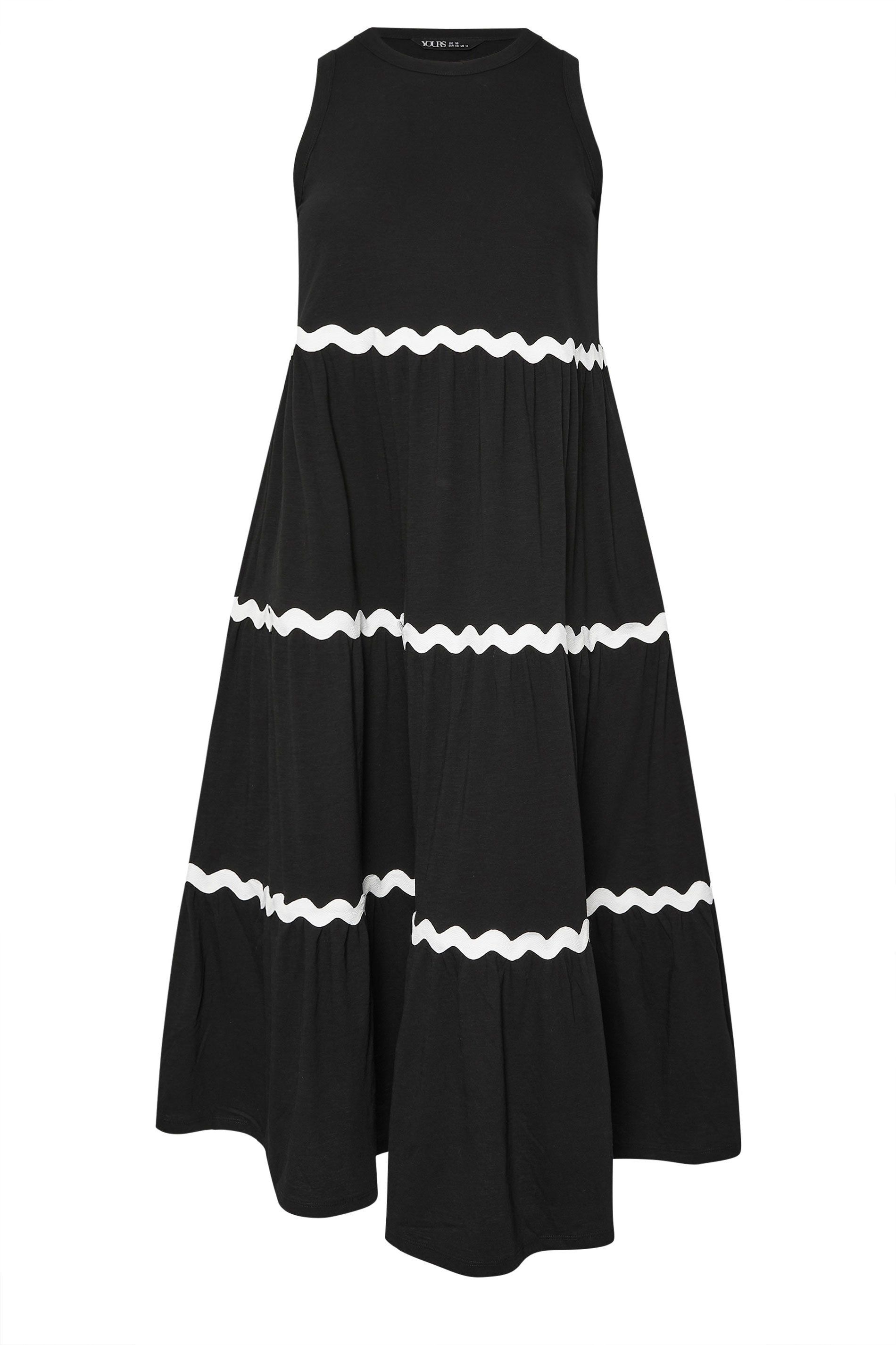 Yours Contrast Swirl Tiered Maxi Dress
