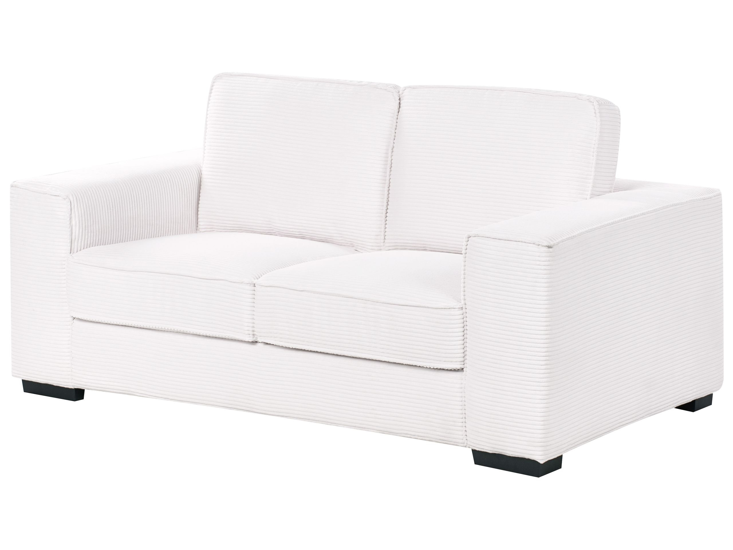 Sofa dwuosobowa sztruksowa poduszki biała