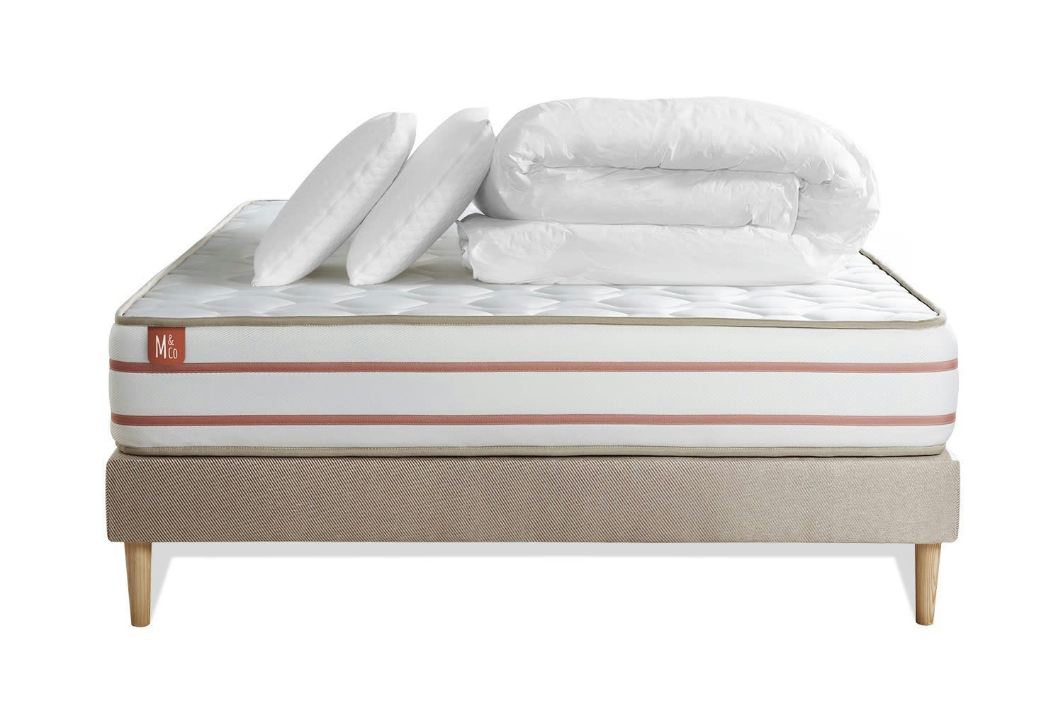 LE DOUX - Pack matelas sommier kit 180x200 oreiller couette