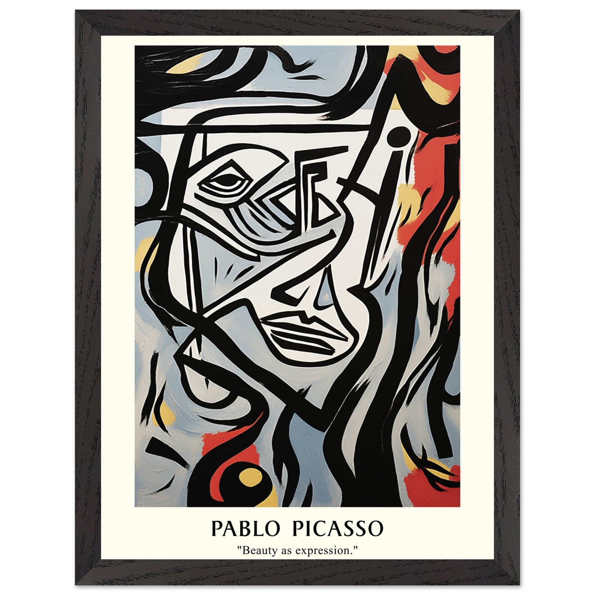 Artfulprints Poster met Lijst Pablo Picasso - Beauty as expression  - 30x40 cm - Meerkleurig