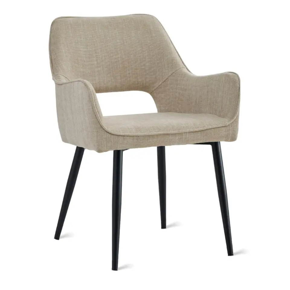 2x Eetkamerstoel Ray - Stof Cr&egrave;me Beige