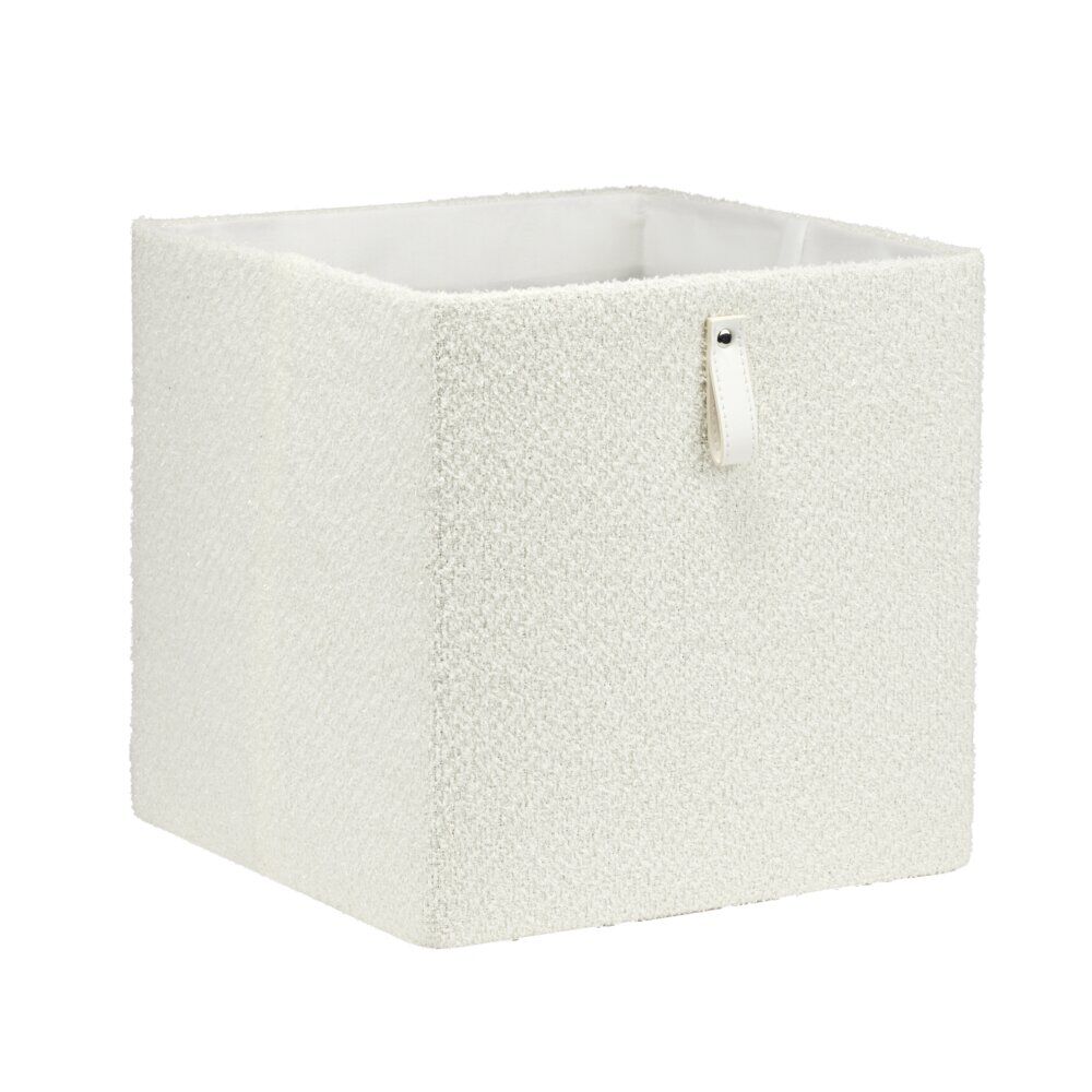 Panier de rangement 22L tissu bouclette blanc 30x30xH30cm