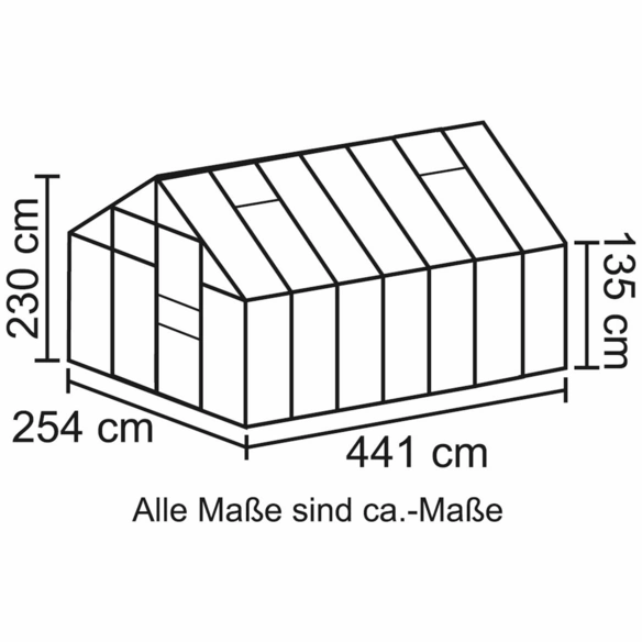 Gewächshaus »Merkur«, 11,5 m², Aluminium/ESG Glas, winterfest