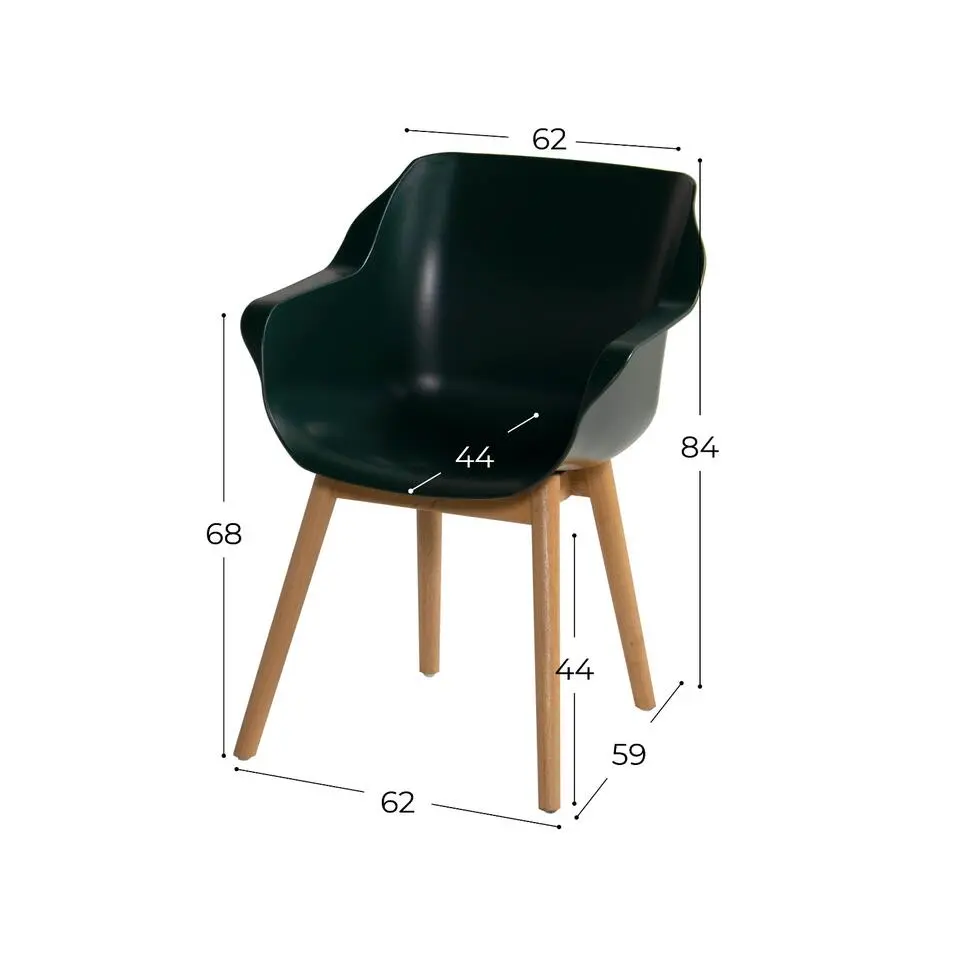 Hartman Sophie Studio dining armstoel - Night Green - Teak poot