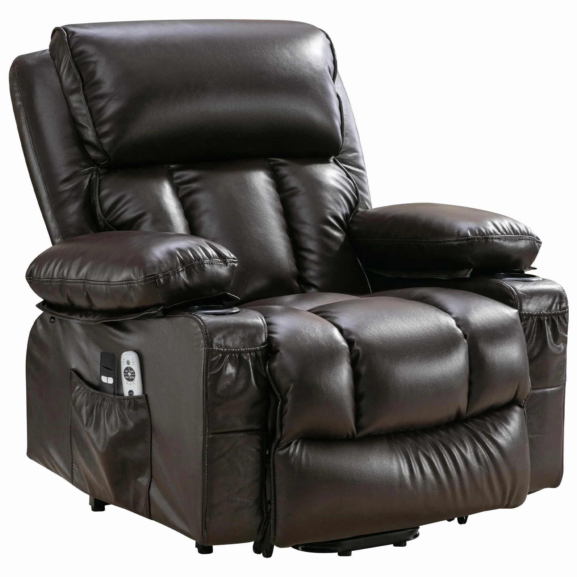 Power Electric Massage Lift Lounge Chair with Heating and Vibration Functions, Fleece Leather with USB