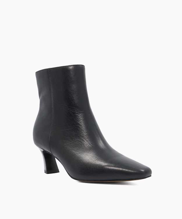 Overly Black - Leather Heeled Ankle Boots