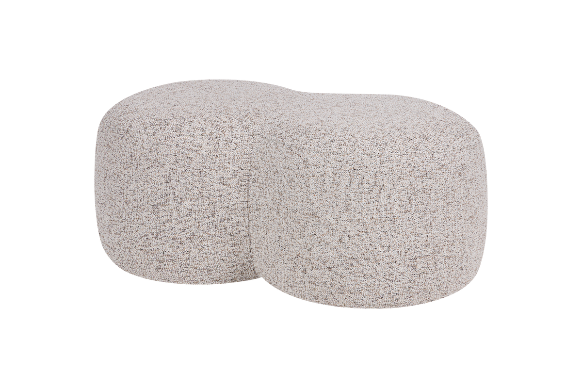 noo.ma Umbo Pouf - gestoffeerde designer poef, Clay Grey Mélange, 89 x 51 x 38 cm