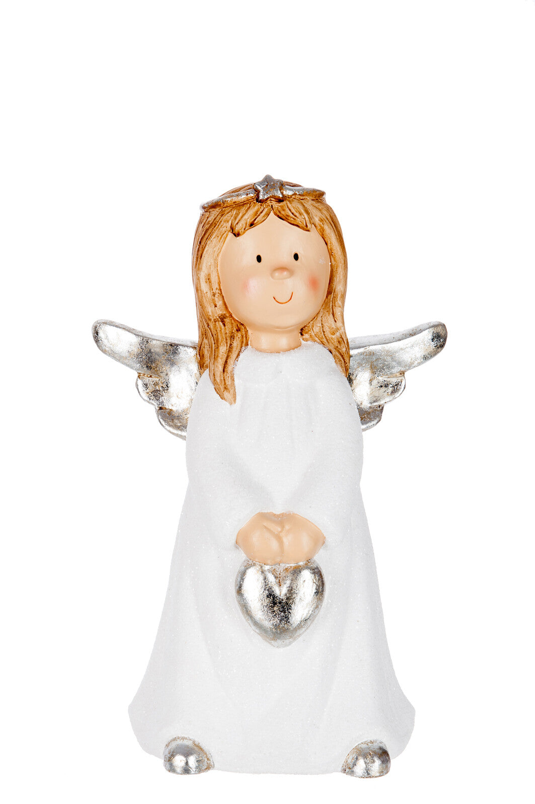 J-Line figuur Kind Engel - polyresin - wit/zilver - medium