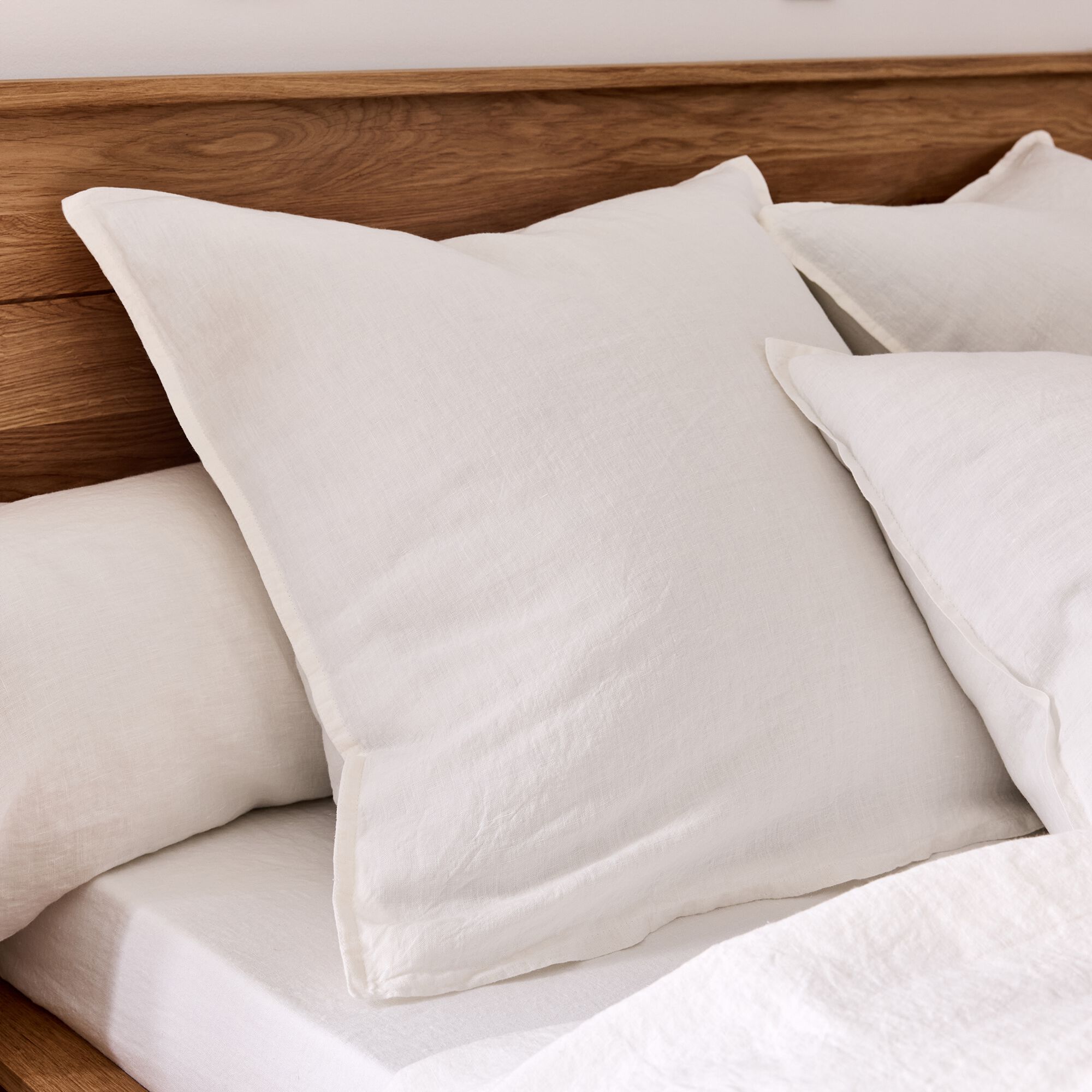 VENCE - Lot de 2 taies d'oreiller en lin lavé - blanc capelan 65x65cm